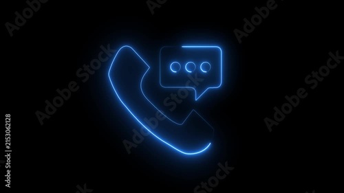 Glowing neon phone call icon with radio wave signal animation . neon line glowing call icon animation