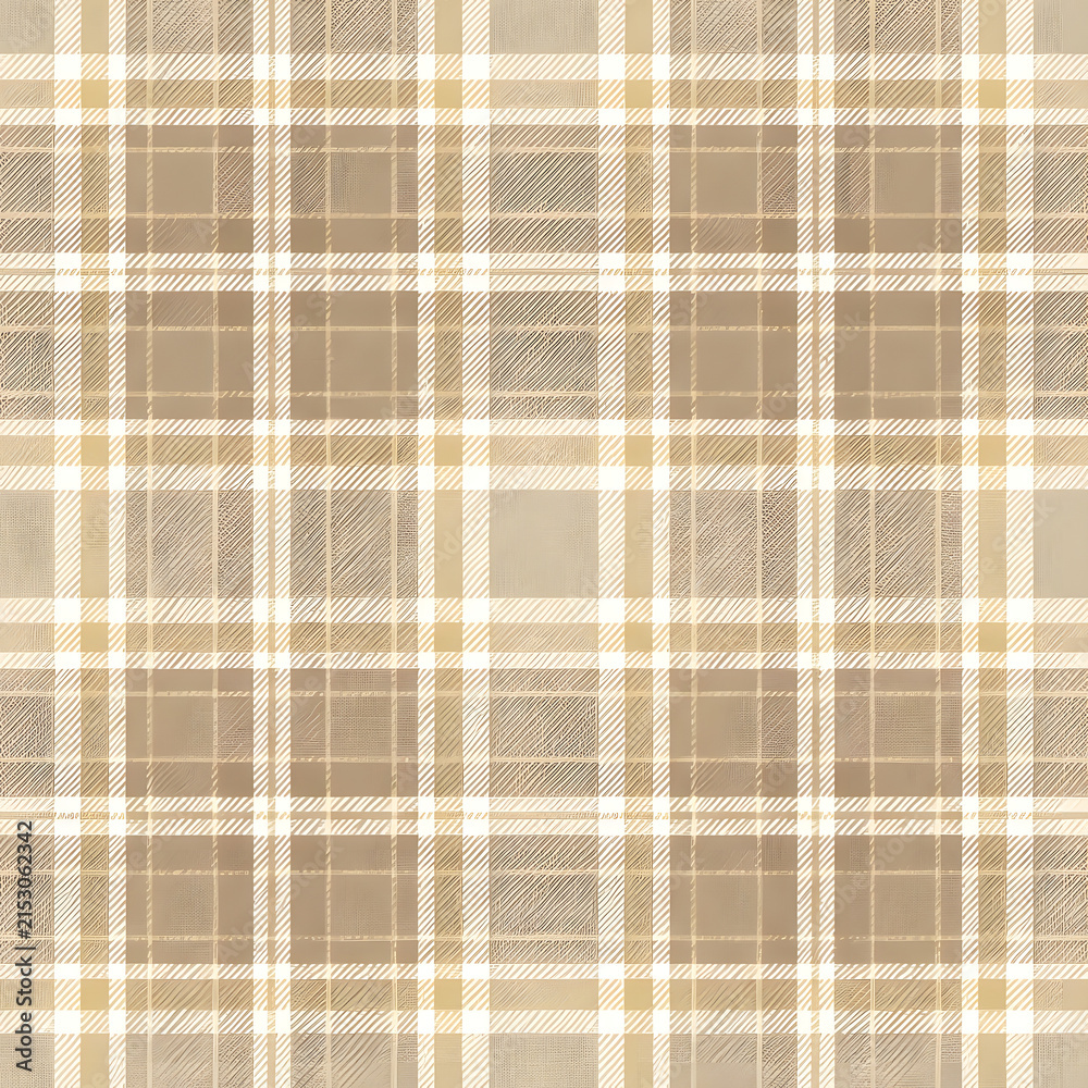 Beige and brown plaid fabric pattern seamless texture