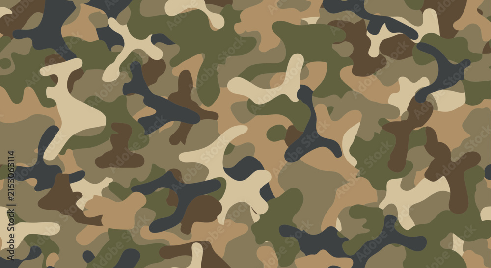 Fototapeta premium Woodland Camouflage Pattern - Military Design Background