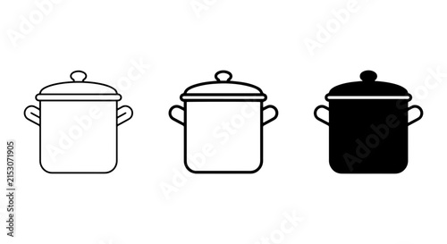 Cooking Pot Icons, Kitchenware Set, Culinary Equipment, Food Preparation Vector Graphics