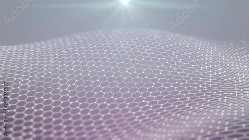 3D futuristic animation of abstract geometric background mesh pattern with slow wavy motion with optic light effects, 4K intro template