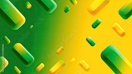 Abstract geometric shapes, green and yellow gradient background