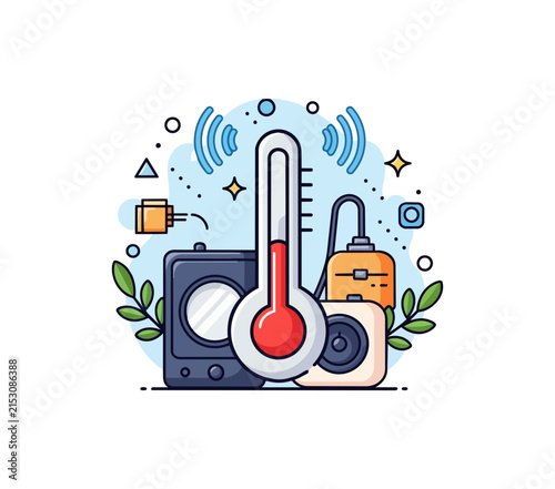 Temperature measurement device and electronic gadget illustration