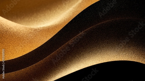 Gilded, flowing waves of shimmering particles against a dark backdrop