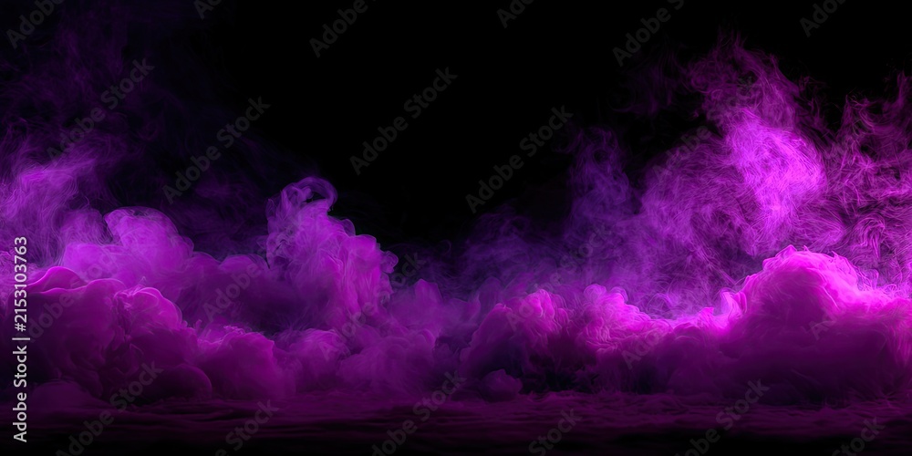 Obraz premium Swirling purple and pink smoke or fog against a dark, black background