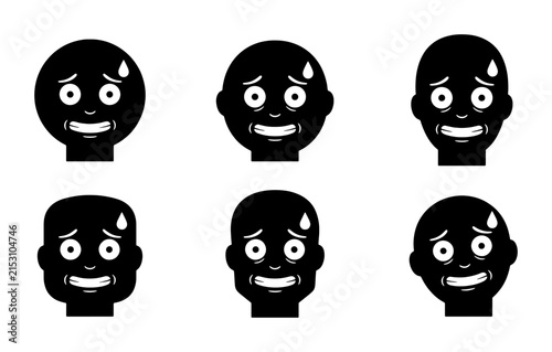 Fotografie Anxiety Faces Vector Icons, Stress Expressions Set, Worried Emotions Collection,