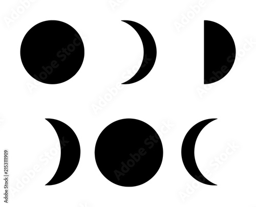 Foto Moon Phases Vector Icons, Celestial Cycle Illustrations, Astronomical Orbit Grap