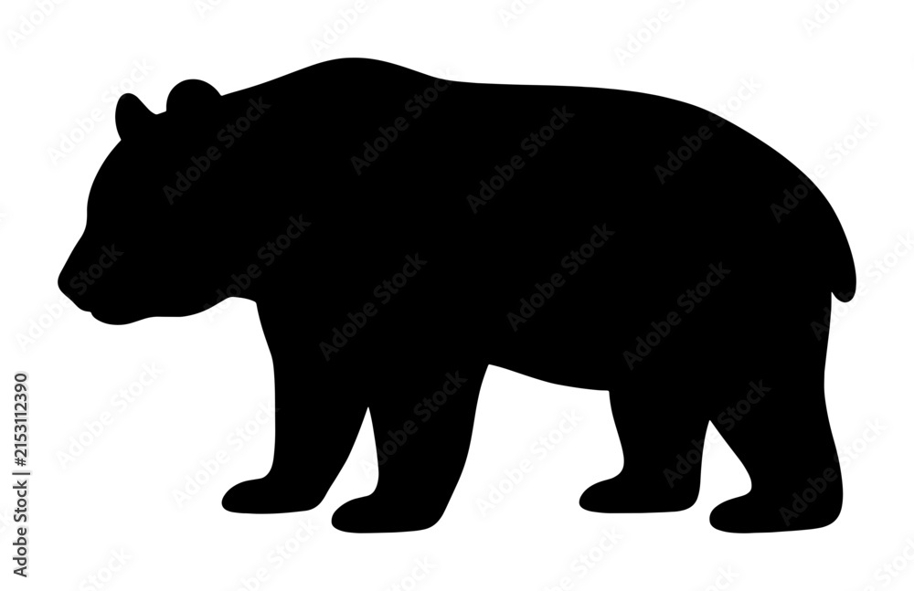 Naklejka premium Black Bear Silhouette Vector, Wildlife Animal Icon, Forest Mammal Graphic, Simple Nature Symbol, Isolated Ursus Arctos Illustration