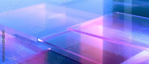 Layered Translucent Glass Panels With Soft Holographic Glow