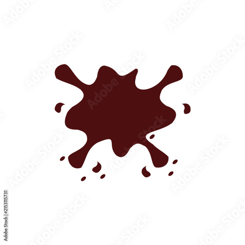Dark chocolate splash and blood blot stain isolated on transparent background