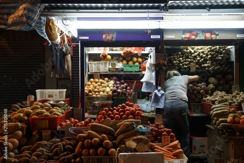 Wet market in Hong Kong. Varieties of veggies.