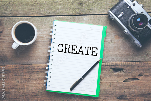 Quadro su tela CREATE word in white paper