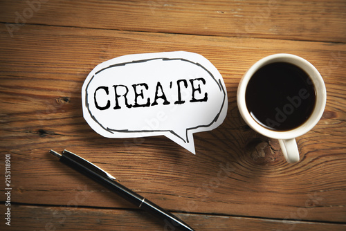 Картината върху платно CREATE word in white paper