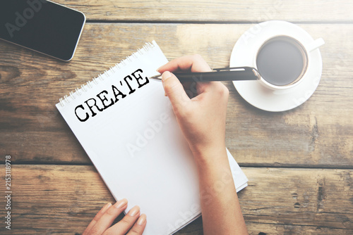 Quadro su tela CREATE word in white paper