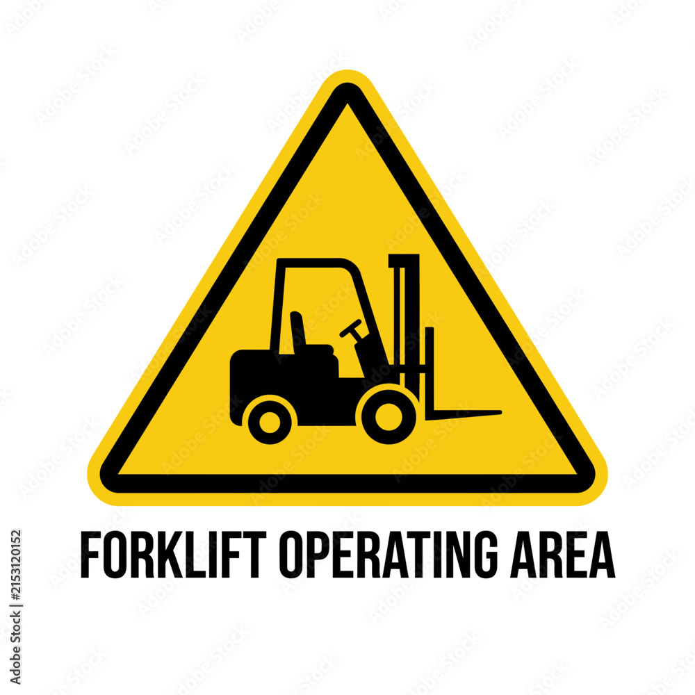 Naklejka premium Yellow forklift operating area safety warning sign icon