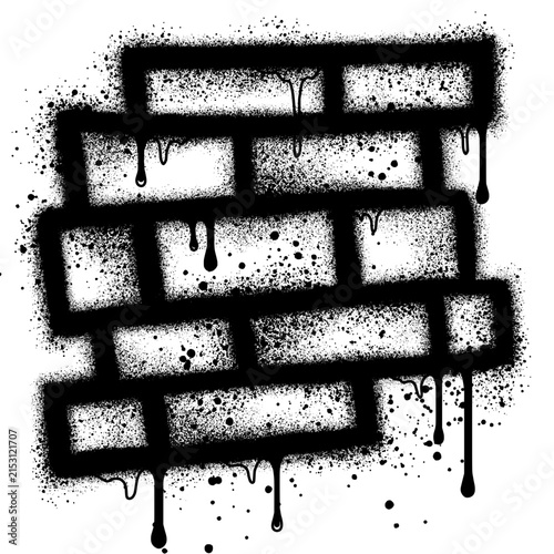 Spray Painted Graffiti Brick Wall Sprayed isolated on white background