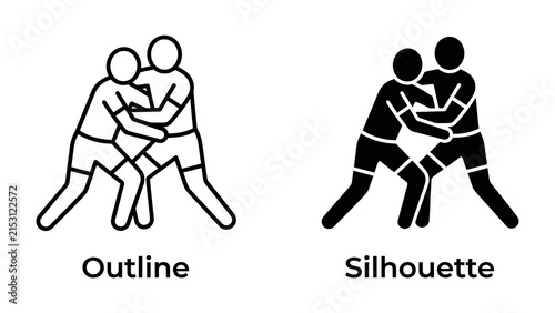 Bild auf Leinwand Wrestling Match: Two wrestlers in a dynamic grapple, showcasing strength and agility in a test of skill and endurance