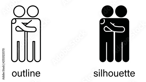 Foto Two Figures, Outline and Silhouette: A graphic representation depicting two simplified human figures side-by-side, one shown as an outline and the other as a solid silhouette