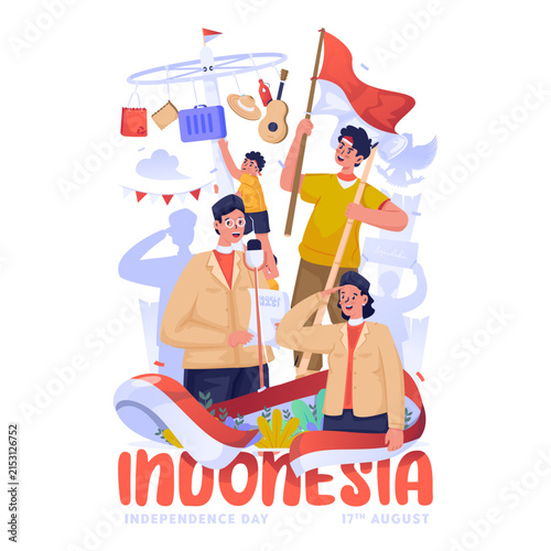 Indonesian Independence Day Celebration Vector Illustration