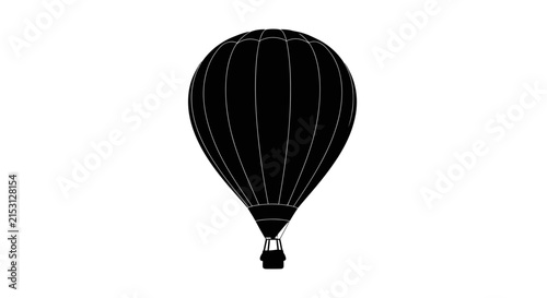 Black hot air balloon silhouette with white lines on a white background with transport hobbies leisure travel