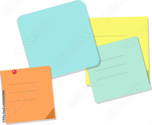 Stack of colorful sticky notes with push pin and tape for office tasks