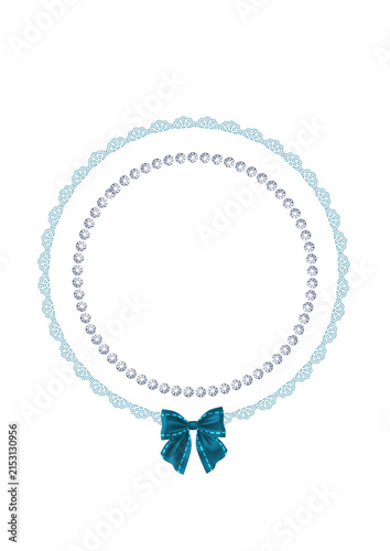 blue frame with ribbon invitation wedding decoration