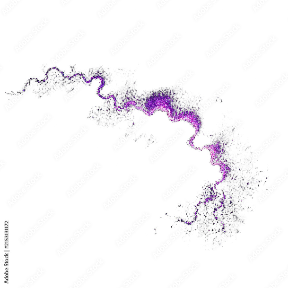Fototapeta premium Abstract purple glitter wave on black background