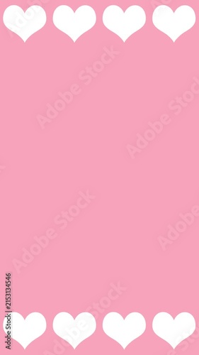 White Heart Pattern Frame Scrolling Loop Animation Vertical Video Pink Background