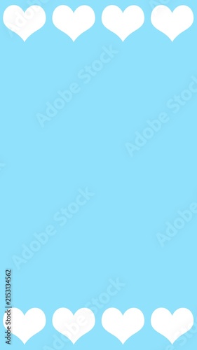 White Heart Pattern Frame Scrolling Loop Animation Vertical Video Blue Background
