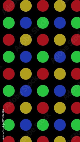 Vivid Colorful Polka Dot Pattern Diagonal Scrolling Loop Animation Vertical Video Black Background