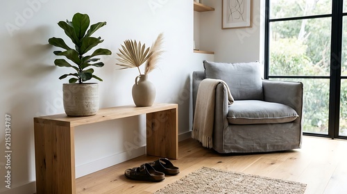 Modern living room interior with chair.