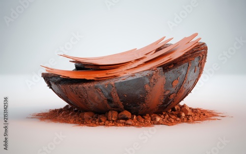 Abstract metallic sphere fragment with orange layers vector