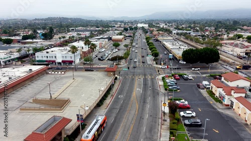 aerial push in to san fernando california
