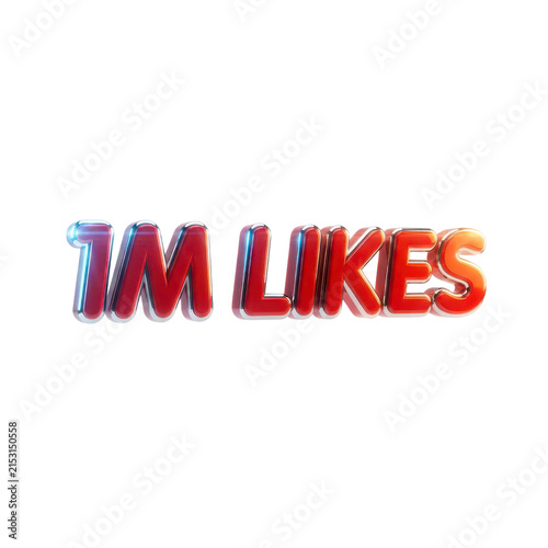 1M Likes 3D text isolated on transparent background
