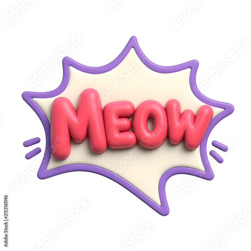 International Cat Day comic style speech bubble with pink lettering.