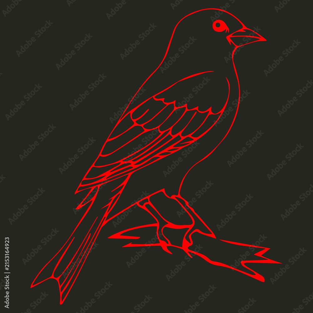 Obraz premium vector illustration of a bird on a branch