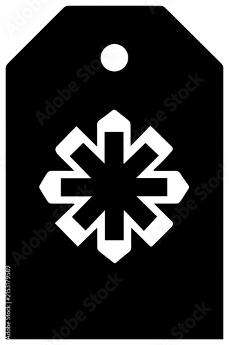Black tag icon with white discount symbol on clean background with solid black filled promotion shopping commerce resource symbolic voucher with economy