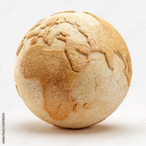 Earth globe planet sphere made of clay isolated on white