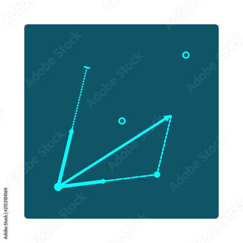 Fotografía Basis Vectors icon: two spanning vectors from a shared origin generate a coordinate lattice, with a third vector shown as their scaled linear combination