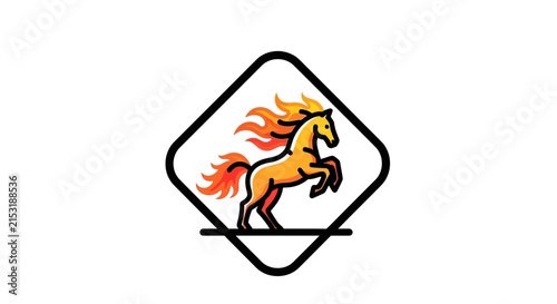 flaming horse logo, running horse icon