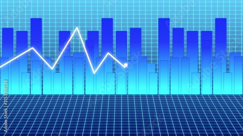 Financial market data visualization with animated line graph and bar chart background, for business analysis
