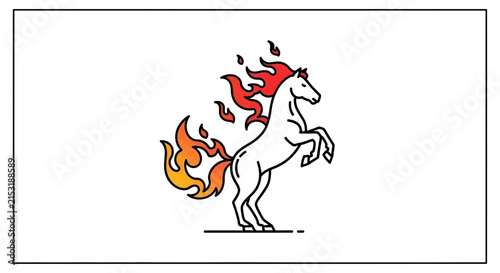 flaming horse, white horse with fire