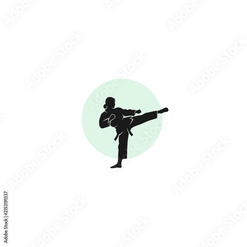 Female martial artist performing high side kick silhouette