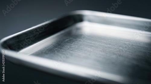 Clean Metal Baking Pan with Brushed Surface and Soft Focus