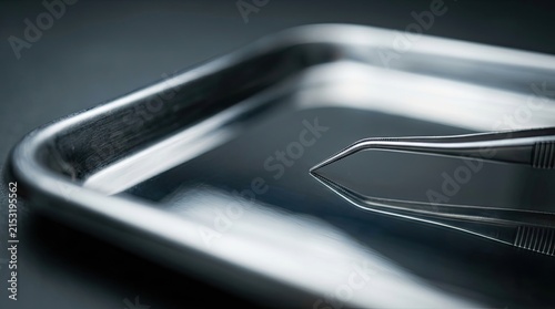 Precision Tweezers on Stainless Steel Tray
