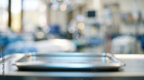 Medical Tray in Blurred Operating Room