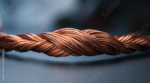 Braided Copper Wire Close-up for Electrical and Industrial Technology Concepts