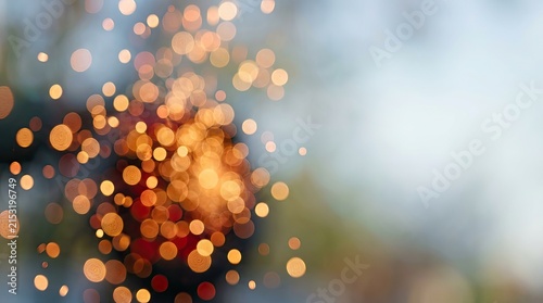 Golden Bokeh Lights Abstract Background Overlay Glowing Sparkles Festive Celebration Party