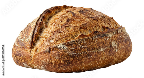 Obraz na płótnie Crusty artisanal sourdough bread loaf isolated on transparent background