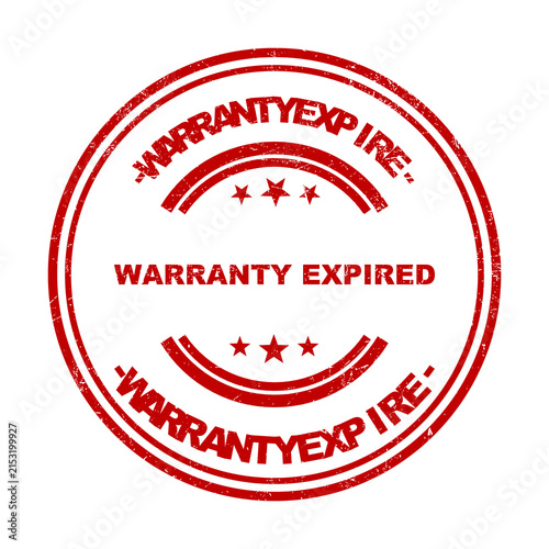 Red round rubber stamp with the text warranty expired written in the center of the seal isolated on transparent background